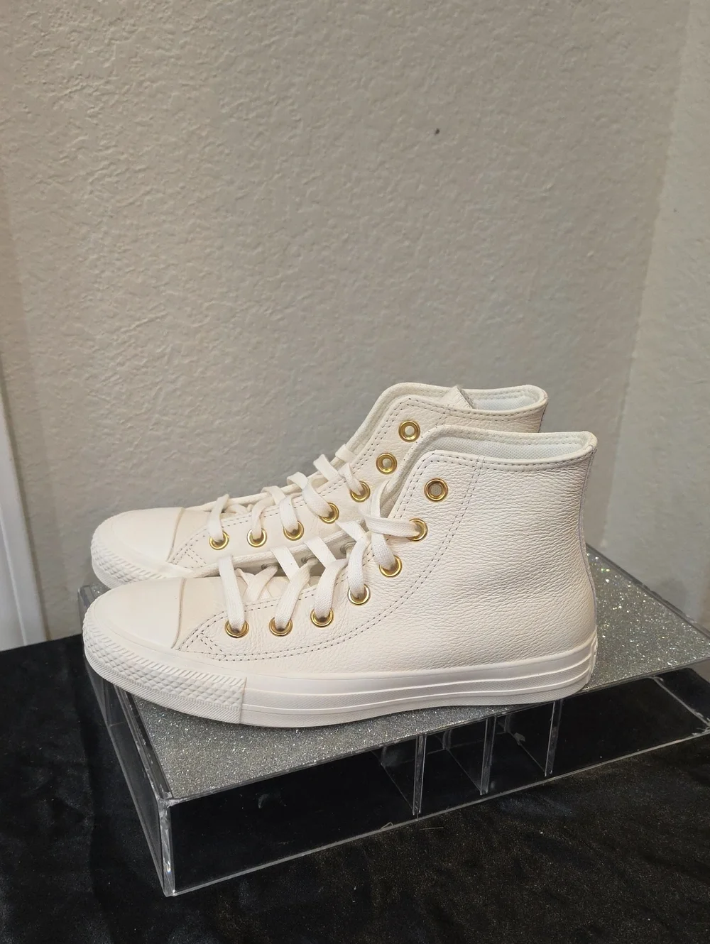 Converse Chuck Taylor All Star Leather High Top Sneakers- Egret/Gold